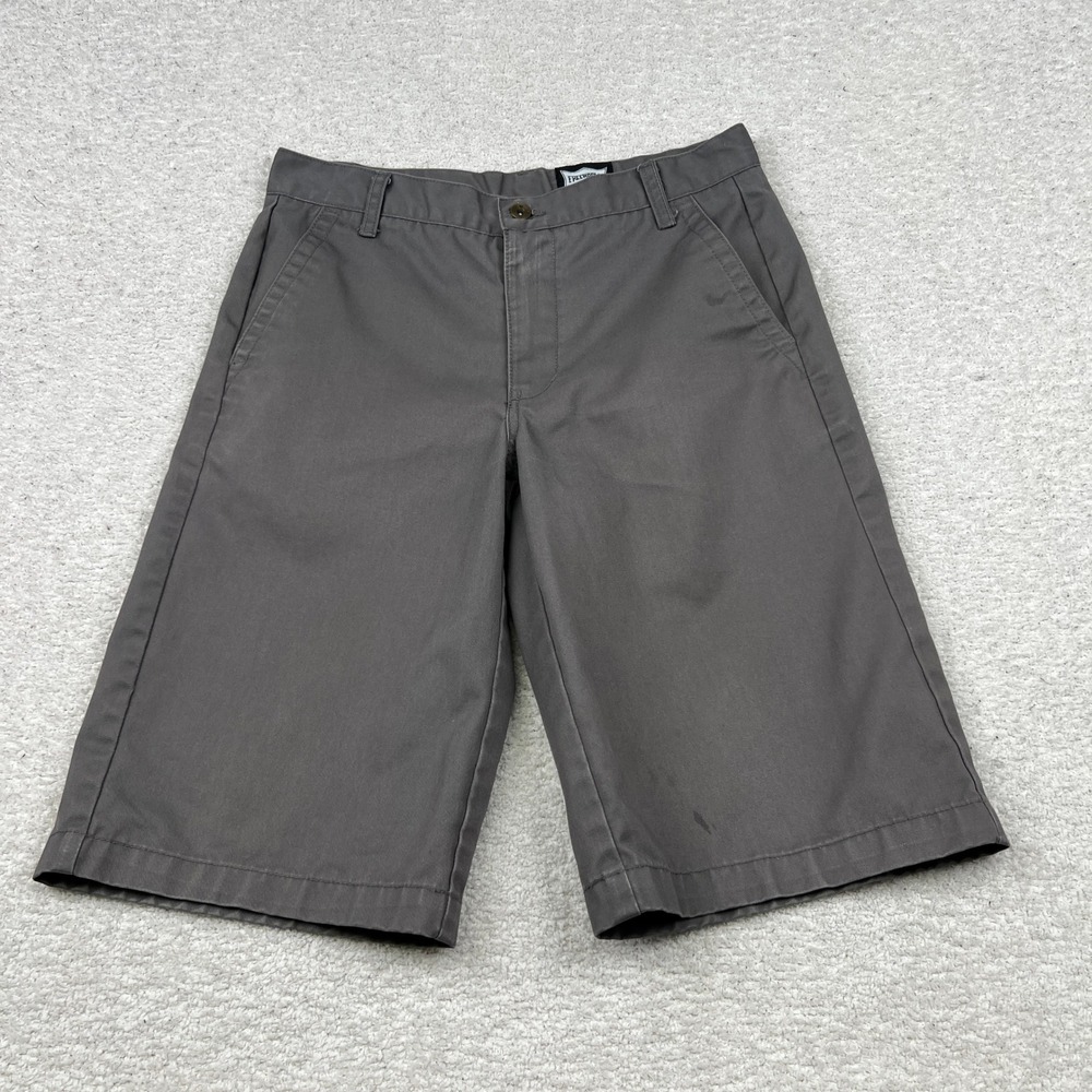 Free World Mens Gray Chino Shorts Flat Front Twill Casual Skater Size 30